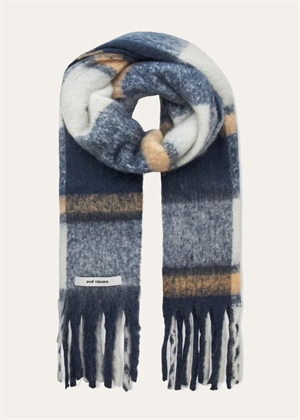 Warm scarf Navy Checks Oval Square 